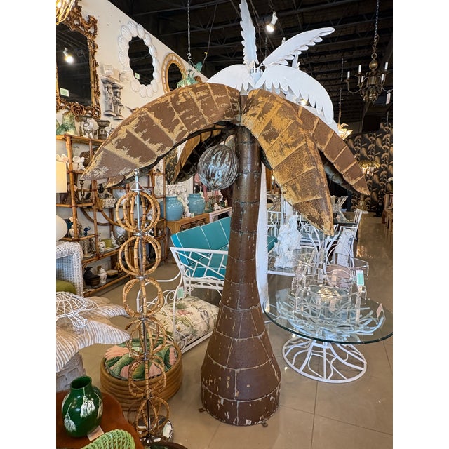 Vintage Palm Beach Palm Tree Coconuts Outdoor Patio Indoor Metal Tropical Statue For Sale - Image 4 of 12
