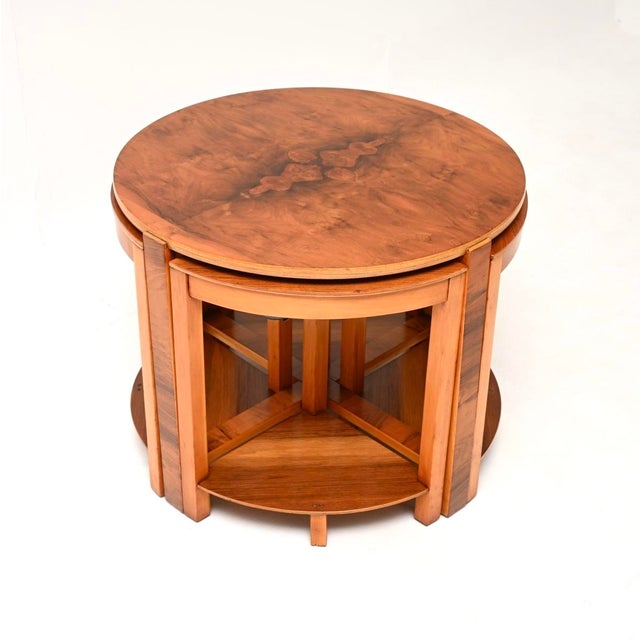 Art Deco Nesting Tables in Figured Walnut, 1930, Set of 4 For Sale - Image 11 of 11