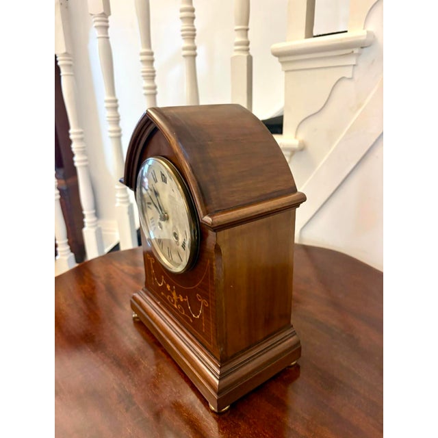 Antique Edwardian Mahogany Striking Mantel Clock, 1900 For Sale - Image 3 of 10