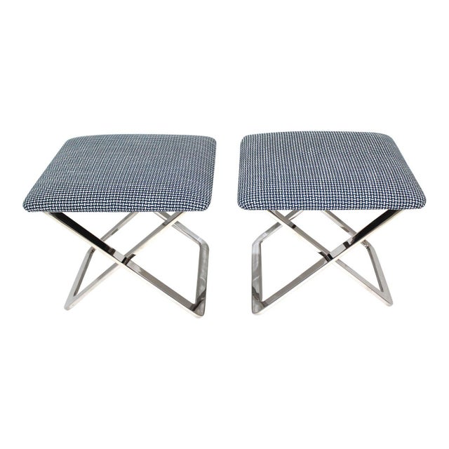 Milo Baughman Attributed X-Stools - a Pair For Sale - Image 12 of 13