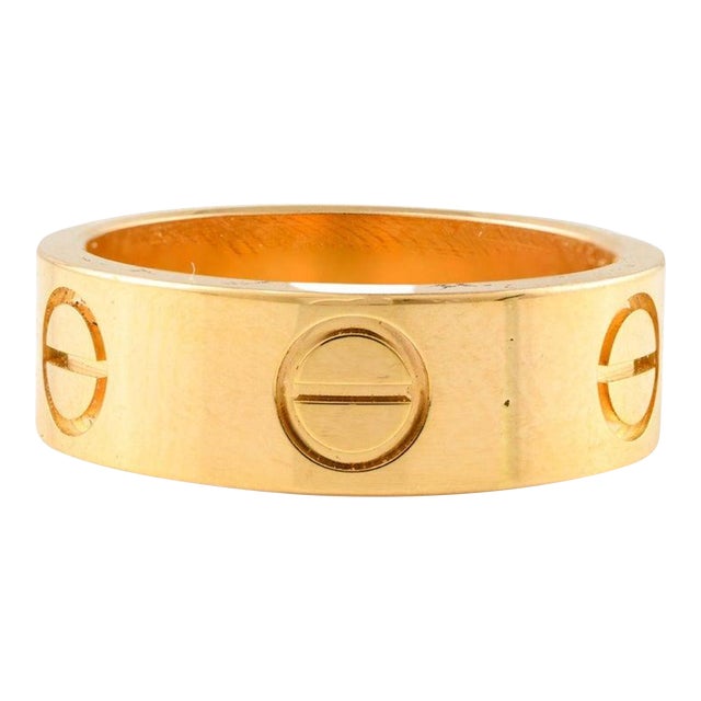 Fine Jewelry 14k Solid Yellow Gold Screw Engraved Love Band Ring Size 7 For Sale