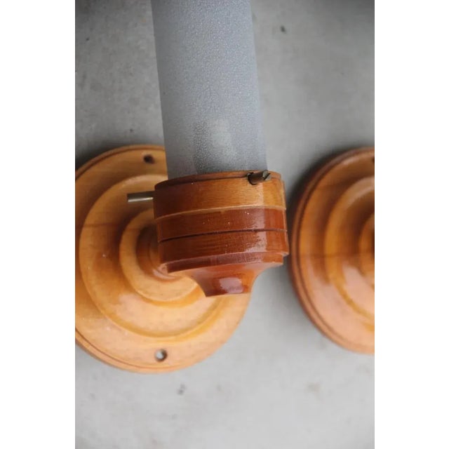 1960s Large Round Wood & Murano Glass Sconce, 1960s For Sale - Image 5 of 14