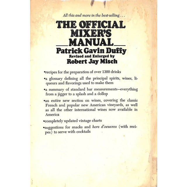 1975 reprint of Patrick Gavin Duffy's post-Prohibition compilation of cocktail recipes.