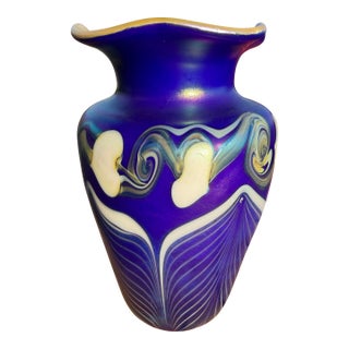 1983 Grant Randolph Feather and Heart Glass Vase For Sale
