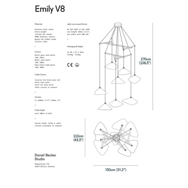 Daniel Becker 'Emily Vertikal 8' Chandelier in Matte White/Oak for Moss Objects For Sale In Los Angeles - Image 6 of 12