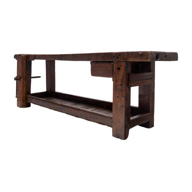 Grand, Antique French Workbench, Chestnut, Industrial, Circa 1920s For Sale - Image 4 of 9