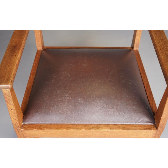 Hague School Oak Armchair by Henk Wouda for H. Pander & Zn., 1930s For Sale - Image 12 of 13