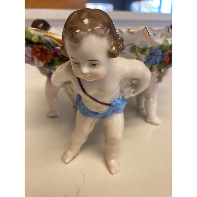 1950s Porcelain China Basket Centerpiece For Sale - Image 4 of 8