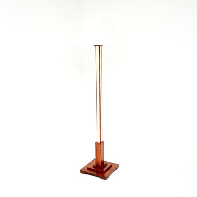 A beautiful original Art Deco mirrored walnut floor lamp, made in England and dating from the 1930’s. This is of...