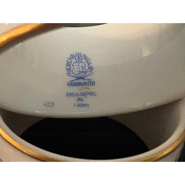 French Provincial Late 20th Century Set of 8 Herend Porcelain Napkin Rings in Blue Garland Pattern For Sale - Image 3 of 8