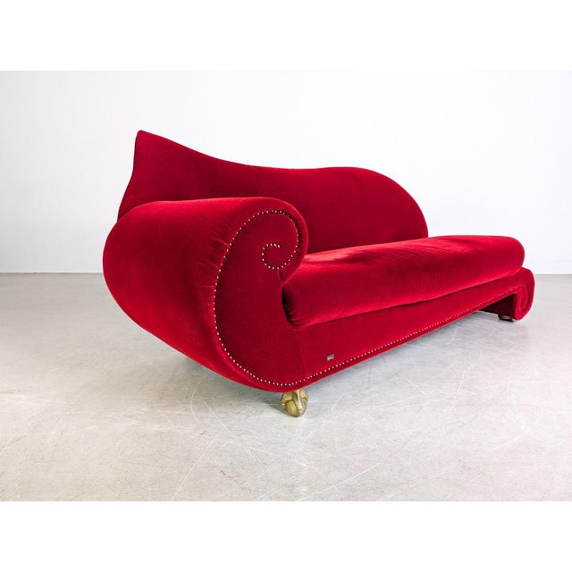 Original Bretz Gaudi Sofa Design Couch Chaise Red Velvet For Sale - Image 11 of 12