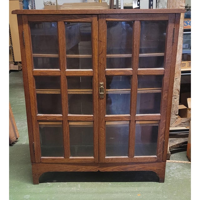 Antique Mission Oak Bookcase For Sale - Image 9 of 11