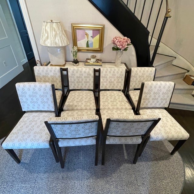 Set of 8 Custom Made Wood Frame Dining Chairs Chairish