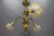 French Art Nouveau Brass and Glass 3-Light Iris-Shaped Chandelier, 1910s For Sale - Image 6 of 18