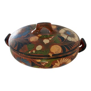 Vintage Mexican Tlaquepaque Redware Lidded Casserole Dish For Sale