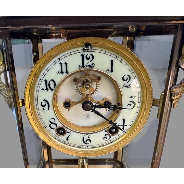 Antique Victorian Ansonia Crystal Regulator Clock with Urn Finial In very good original condition showing some typical...