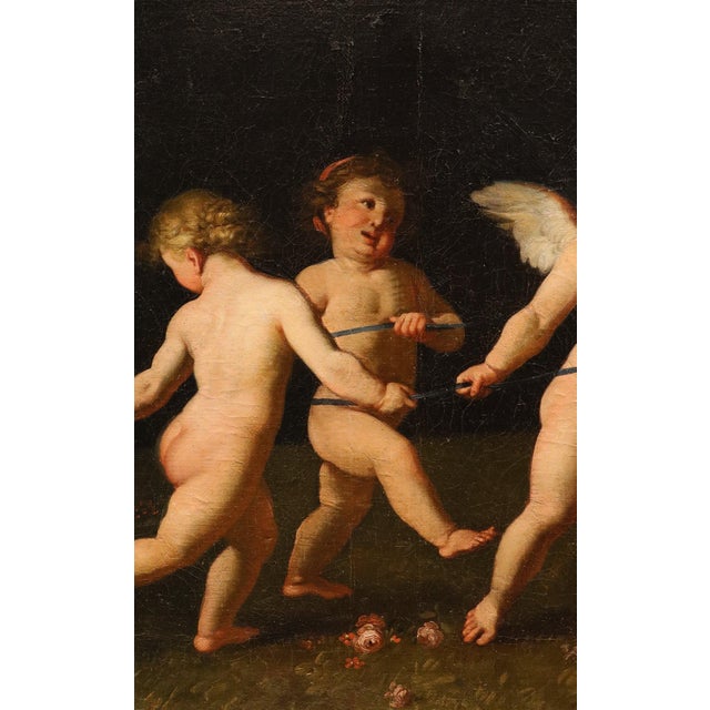 17th Century Francesco Albani, Cupids at Play Entertaining with Venus's Chariot, 17th Century, Oil Painting on Canvas, Framed For Sale - Image 5 of 15