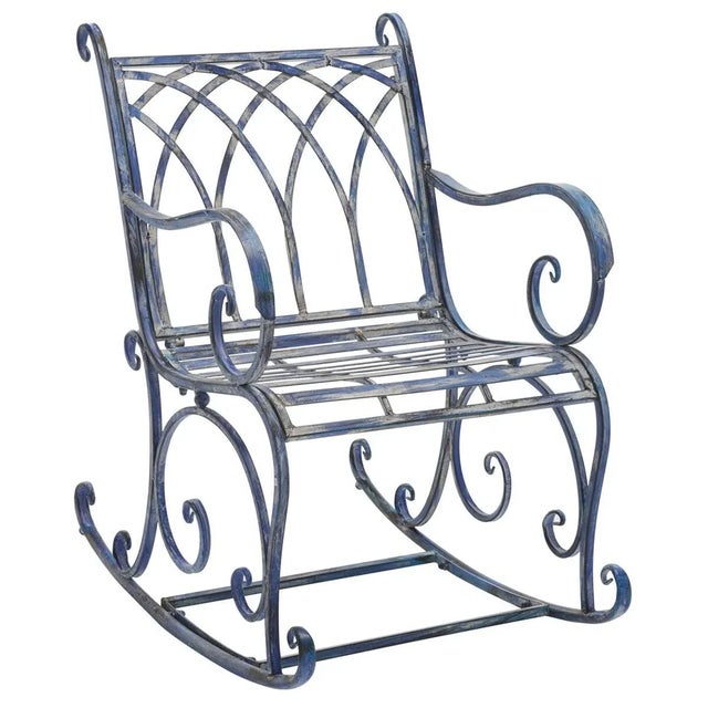 Medrano Rocking Chair - Mossy Blue For Sale - Image 10 of 10