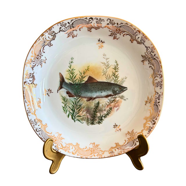 1950s Vintage French Hand-Painted Fish Service from Limoges, 1950, Set of 7 For Sale - Image 5 of 11