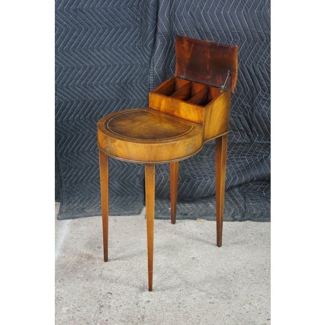 Antique English Regency Flame Mahogany Tooled Leather Telephone Smoking Table For Sale - Image 4 of 18