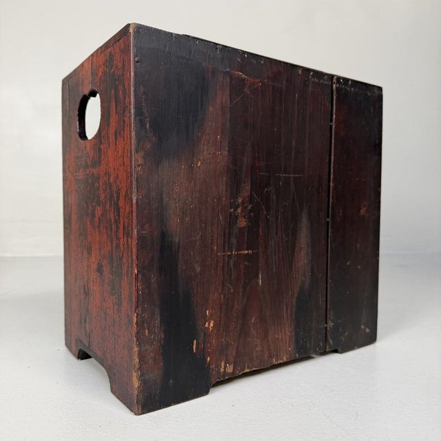 Wood Japanese Open Table Cabinet with Deep Maroon Patina, 1910s For Sale - Image 7 of 9