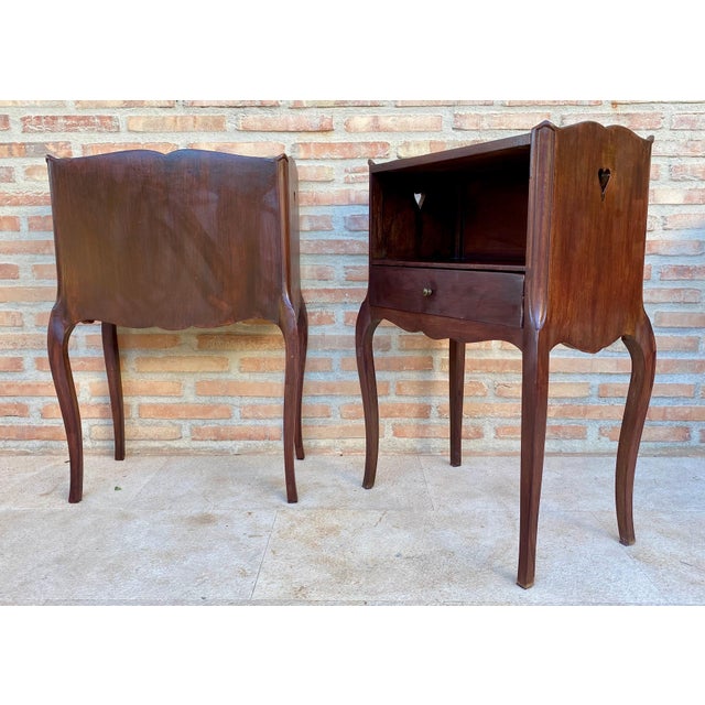 Pair of Louis XV Style Bedside Tables with Drawer, Mid-20th Century For Sale - Image 11 of 11