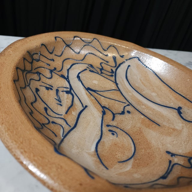 Ceramic 1990s Matisse Inspired Hand-Painted Nude Lady Bowl - Large For Sale - Image 7 of 10