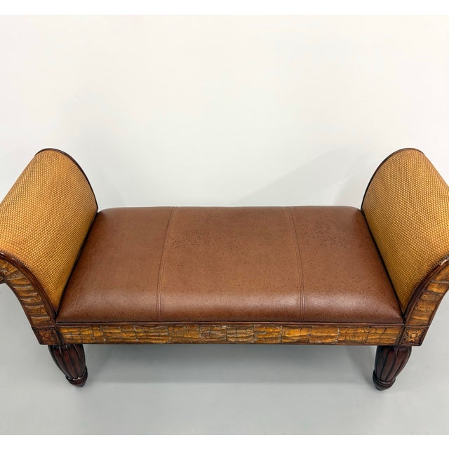 Vintage Pulaski Scroll Arm Bench For Sale In West Palm - Image 6 of 9