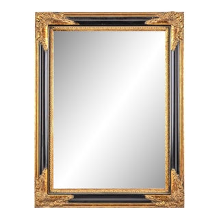 Vintage Louis XV Style Wall Mirror in Black and Gold Frame For Sale