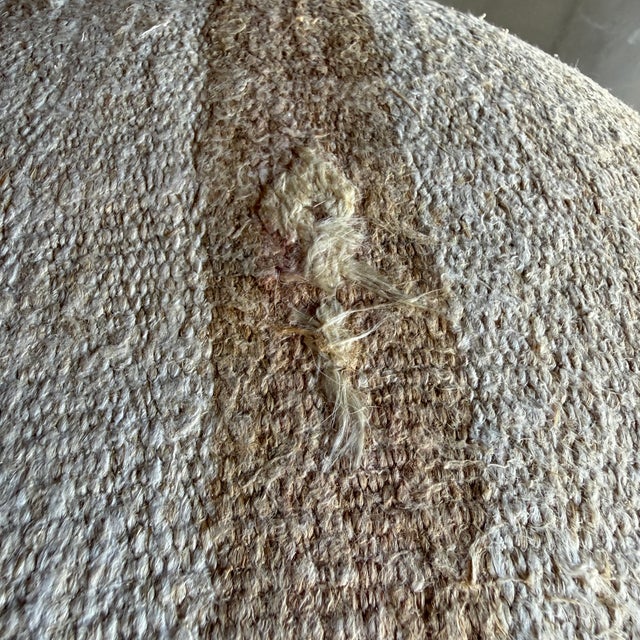 Pair of Off white, natural, greige Vintage Turkish Rug Ottomans For Sale - Image 10 of 11