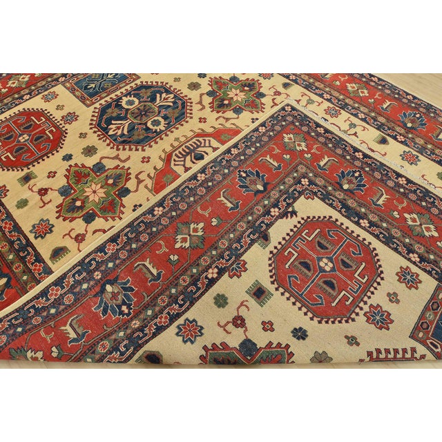 Kazak Rug 10′ X 13’4” Beige Wool Tribal Hand-Knotted Oriental Carpet For Sale - Image 14 of 15