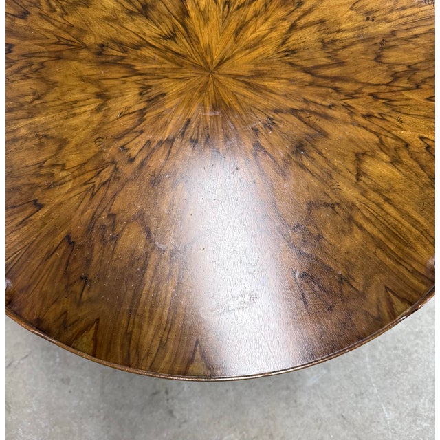 Vintage Baker Furniture French Regency Louis XVI Style Burled Walnut & Brass Two-Tier Round Side Table For Sale - Image 11 of 12