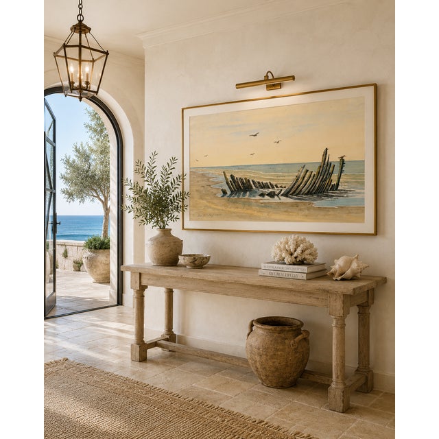 Wreck on the Beach, Vintage Coastal Art Print, 60" X 40" For Sale In Buffalo - Image 6 of 7