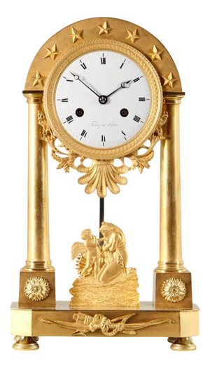 Mantel Clock in Bronze and Enamel