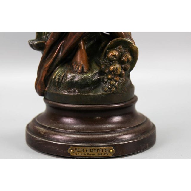 French Patinated Bronzed Spelter Sculpture Muse Champetre, 1920s For Sale - Image 6 of 18
