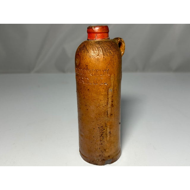 Art Nouveau Antique Hulstkamp Rotterdam Gin Jug: 19th C. Salt Glazed Stoneware Bottle For Sale - Image 3 of 8