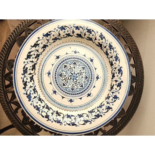Ceramic Mid 20th Century Kilix Ceramiche Italian Blue & White Majolica Wall Hanging Plate For Sale - Image 7 of 10