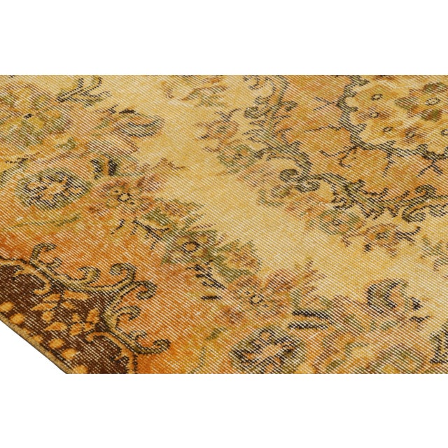 Vintage Turkish Distressed Rug in Gold With Geometric Medallion From Rug & Kilim For Sale In New York - Image 6 of 8