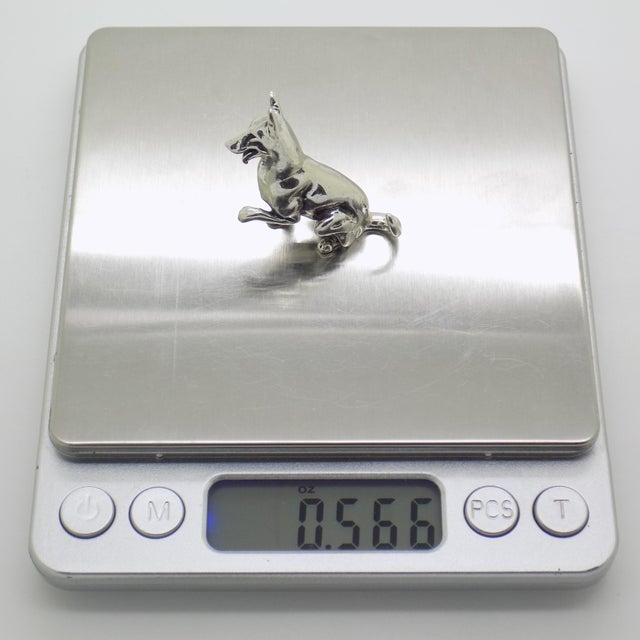 Silver Vintage Italian Handmade Genuine Sterling Silver 925 German Shepherd Dog Figurine, Made in Tuscany (Arezzo, Italy) For Sale - Image 8 of 9