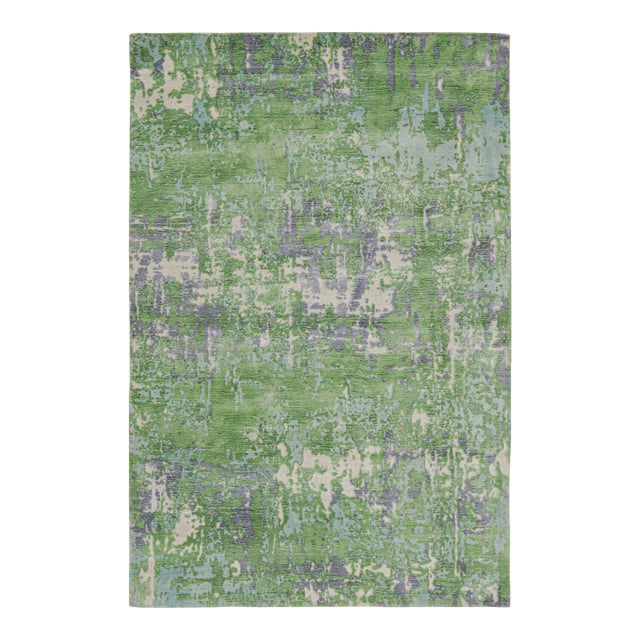 Rug & Kilim’s Abstract Rug in Green, Blue and Beige All-Over Pattern For Sale