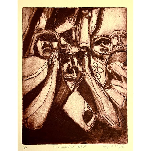 Surrealism Expressionist Sureal Etching “Unidentified Object” by Margaret Singer For Sale - Image 3 of 4