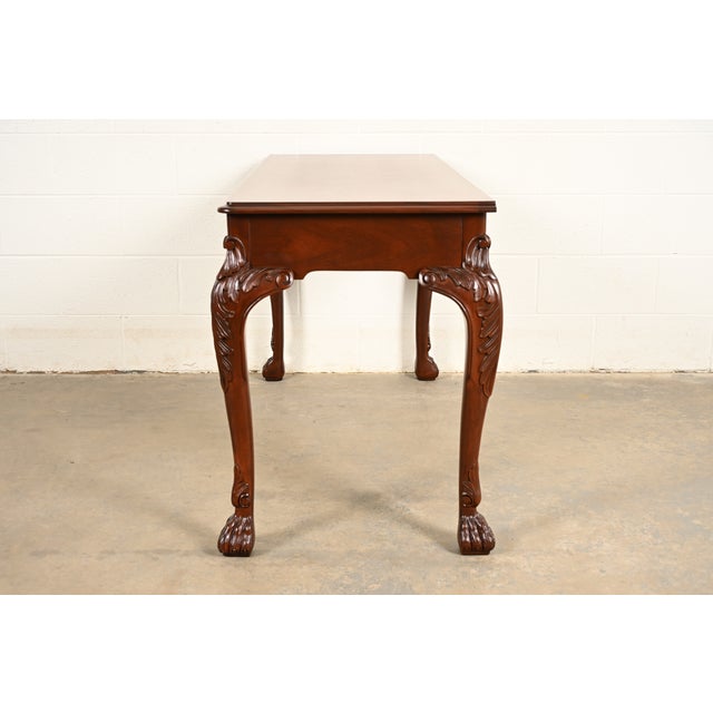 Baker Furniture Georgian Carved Mahogany Console or Sofa Table, Newly Refinished For Sale - Image 10 of 15