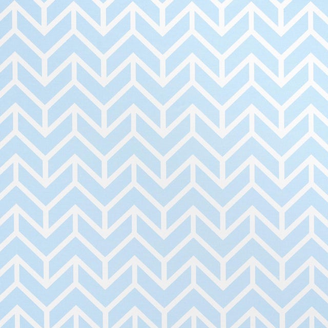 SAMPLE - Schumacher Chevron Indoor/Outdoor Fabric In Sky For Sale