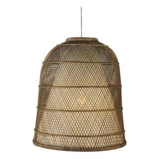 Coastal Bella by Oggetti Woven Rattan Pendant Light, X-Large For Sale