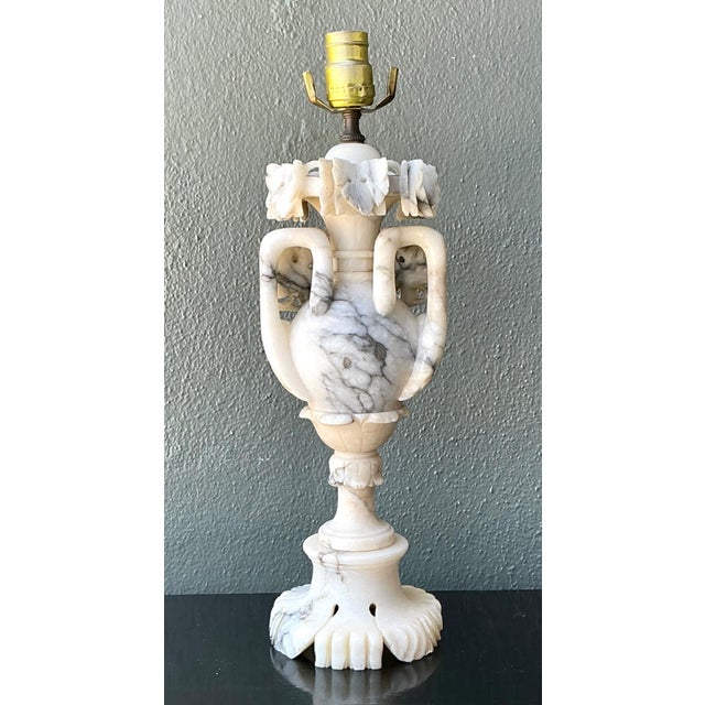 Vintage Carved Alabaster Lamp For Sale - Image 4 of 18