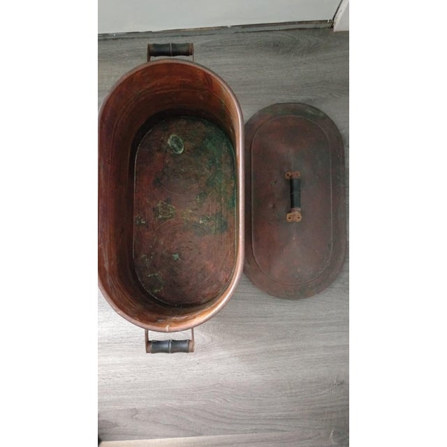 Wood Antique Oval Copper Wash Tub For Sale - Image 7 of 7