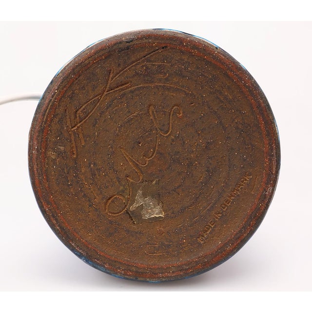 Blue Ceramic Table Lamp by Nils Kähler for Kähler, 1960s For Sale - Image 11 of 12