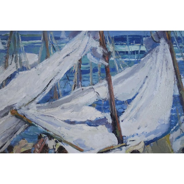 1960’s Ethelyn P.Cobb Floating Market Scene Oil on Canvas For Sale In Tampa - Image 6 of 9