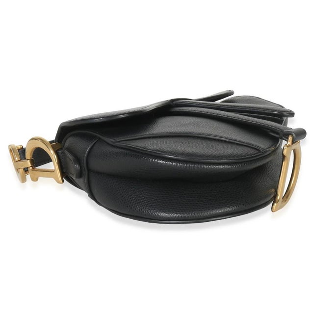 Black Grained Calfskin Mini Saddle Bag For Sale In New York - Image 6 of 6