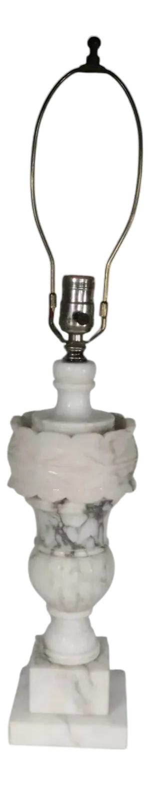 Neo Classic Hollywood Regency Carved Marble Table Lamp Made in Italy
